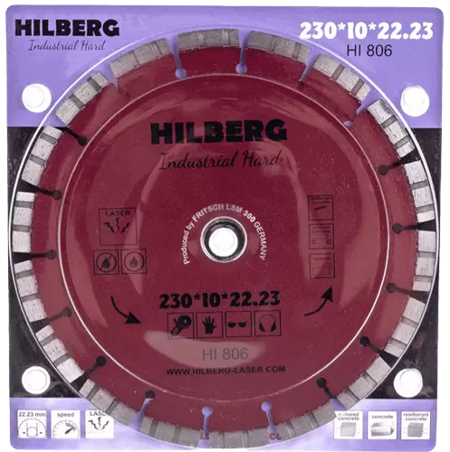 Алмазный диск по железобетону 230*22.23*10*3.2мм Industrial Hard Laser Hilberg HI806 - интернет-магазин «Стронг Инструмент» город Нижний Новгород