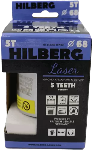 Коронка алмазная по армированному бетону SDS-Plus 68 мм Hilberg Laser 5 Teeth HP268 - интернет-магазин «Стронг Инструмент» город Нижний Новгород