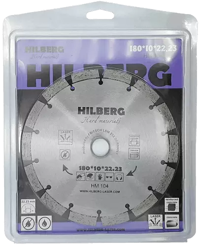 Алмазный диск по железобетону 180*22.23*10*2.4мм Hard Materials Laser Hilberg HM104 - интернет-магазин «Стронг Инструмент» город Нижний Новгород