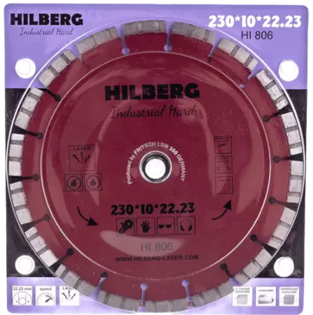 Алмазный диск по железобетону 230*22.23*10*3.2мм Industrial Hard Laser Hilberg HI806 - интернет-магазин «Стронг Инструмент» город Нижний Новгород