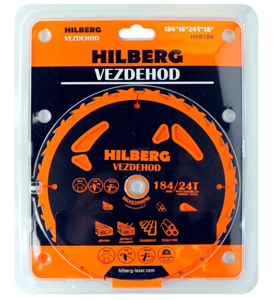 Универсальный пильный диск 184*16*24Т (reverse) Vezdehod Hilberg HVR184 - интернет-магазин «Стронг Инструмент» город Нижний Новгород